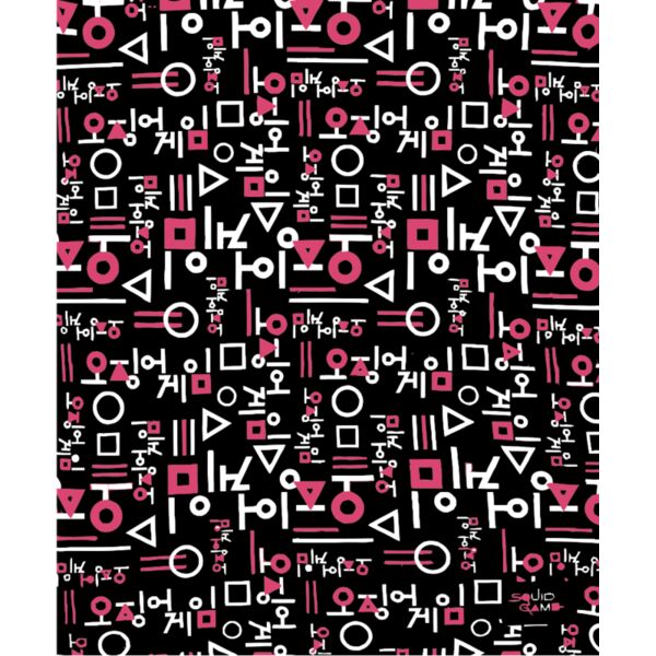 Squid Game, Background, Full Background, Solid Color, Black, White and Pink, JPEG, Korean Text  Design , Background Design, Mens Design, Ladies Design, Digital Printing, Full Print, Shirts, Mugs, Keychain, Poloshirt, Jacket, Customizable, Popular, Persona Thumbnail