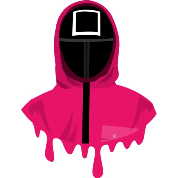 Squid Game, Background, Cliparts, Solid Color, Black, White and Pink, JPEG, Square Mask Guy, Mens Design, Ladies Design, Digital Printing, Full Print, Shirts, Mugs, Keychain, Poloshirt, Jacket, Customizable, Popular, Personalized Gift - SQG 23 Thumbnail