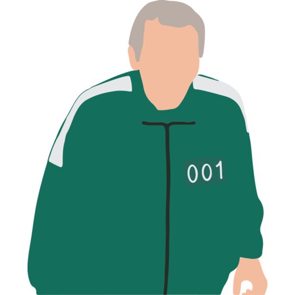 Squid Game, Background, Cliparts, Solid Color, Black, Teal, Gray and White, PNG, The Old Man, Oh il-Nam, Mens Design, Ladies Design, Digital Printing, Full Print, Shirts, Mugs, Keychain, Poloshirt, Jacket, Customizable, Popular, Personalized Gift - SQG  Thumbnail