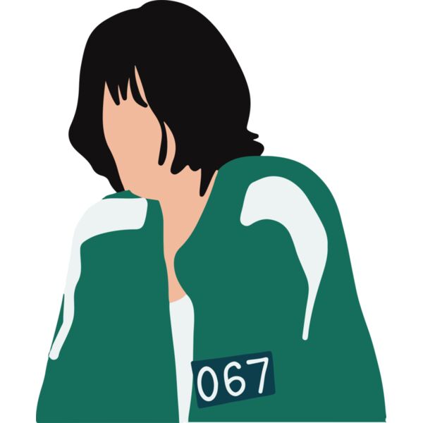 Squid Game, Background, Cliparts, Solid Color, Black, Teal, Blue and White, PNG, The North Korean Girl , Kang Sae-Byeok, Mens Design, Ladies Design, Digital Printing, Full Print, Shirts, Mugs, Keychain, Poloshirt, Jacket, Customizable, Popular, Personaliz Thumbnail