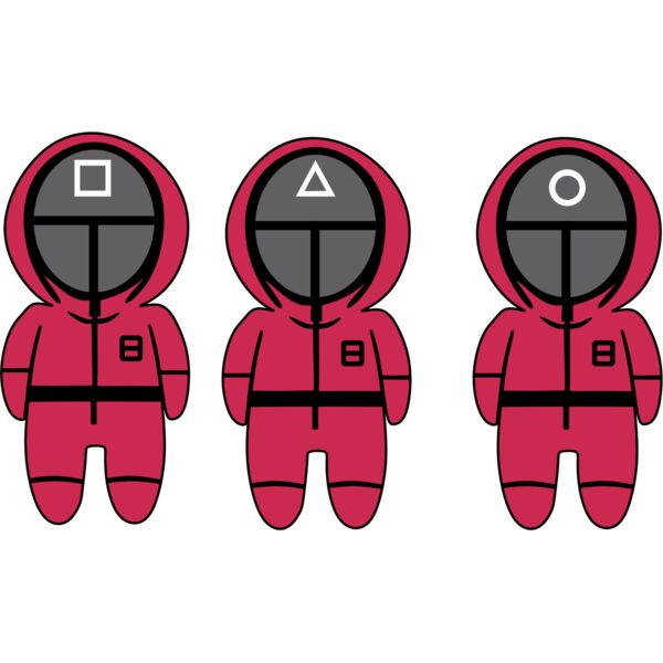 Squid Game, Background, Cliparts, Solid Color, Black, Gray, Red and White, PNG, Squid Game Staff, Mens Design, Ladies Design, Digital Printing, Full Print, Shirts, Mugs, Keychain, Poloshirt, Jacket, Customizable, Popular, Personalized Gift - SQG 18 Thumbnail