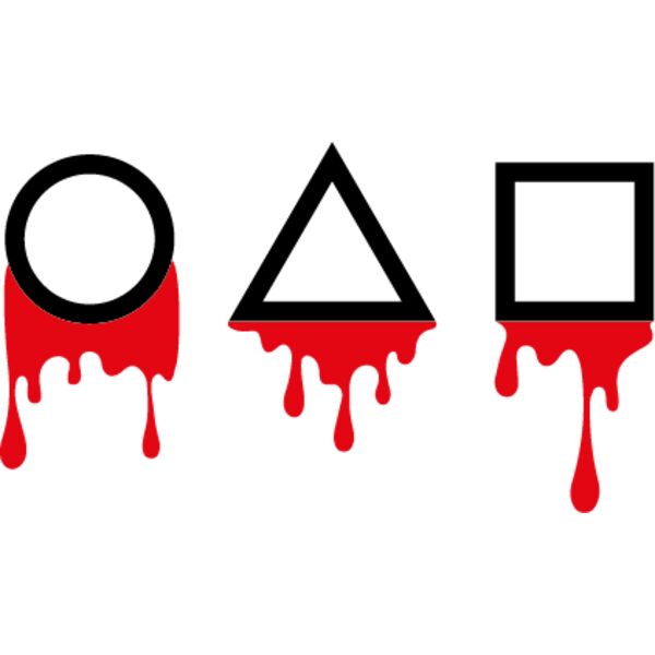Squid Game, Background, Cliparts, Solid Color, Black, Gray, Red and White, PNG, Bloody Shapes, Circle, Triangle and Square Blood, Mens Design, Ladies Design, Digital Printing, Full Print, Shirts, Mugs, Keychain, Poloshirt, Jacket, Customizable, Popular, P Thumbnail