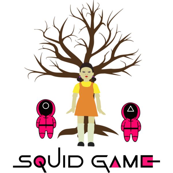 Squid Game,Templates, Solid Color, Brown, Pink, Black, White, Yellow and Orange PNG, The Giant Doll and Staff, Mens Design, Ladies Design, Digital Printing, Full Print, Shirts, Mugs, Keychain, Poloshirt, Jacket, Customizable, Popular, Personalized Gift -  Thumbnail