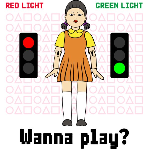 Squid Game,Templates, Solid Color, Pink, Black and Red, PNG, The Green Light and Red Light Test,The Giant Doll, Mens Design, Ladies Design, Digital Printing, Full Print, Shirts, Mugs, Keychain, Poloshirt, Jacket, Customizable, Popular, Personalized Gift - Thumbnail