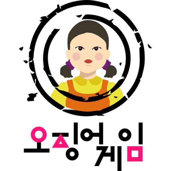 Squid Game,Templates, Solid Color, Yellow, Orange, Violet, Black and Red, PNG, Cute Giant Doll, Squid Game Statement, Mens Design, Ladies Design, Digital Printing, Full Print, Shirts, Mugs, Keychain, Poloshirt, Jacket, Customizable, Popular, Personalized  Thumbnail