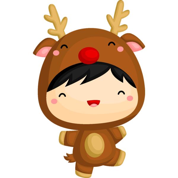 Christmas Designs , Clipart Selection , Clipart , Brown , Red , Green , Yellow , Black and White , PNG , Christmas Clipart Designs ,  Reindeer Kid, Mens Design , Ladies Design , Digital Printing , Full Print , Shirts , Mugs , Keychain , Poloshirt , Jacket Thumbnail