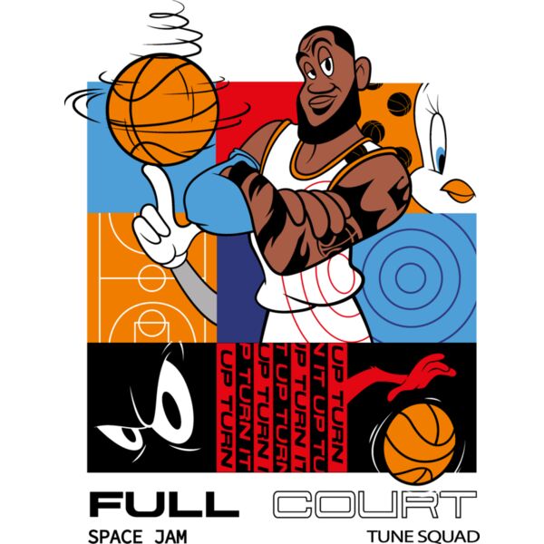 Space Jam , Template , Solid Color , Blue , Gray , Black and White , PNG , Tune Squad , Lebron James , Full Court , Men Designs , Ladies Designs , Digital Printing , Customizable , Personalized Gift - SJ-009 Thumbnail
