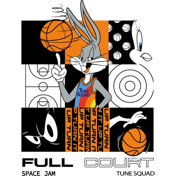 Space Jam , Template , Solid Color , Orange , Gray , Black and White , PNG ,  Looney Tunes , Bugs Bunny , Tweety Bird , Men Designs , Digital Printing , Customizable , Personalized Gift - SJ-005 Thumbnail