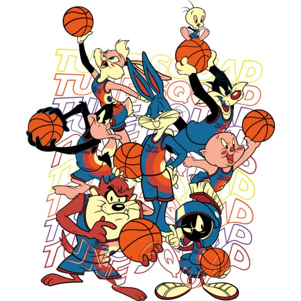 Space Jam , Template , Solid Color , Blue , Gray , Black and White , PNG , Tune Squad , Marvin The Martian , Tasmanian Devil , Porky Pig , Yosemite Sam , Lola Bunny , Bugs Bunny , Tweety Bird , Sylvester , Men Designs , Digital Printing - SJ-007 Thumbnail