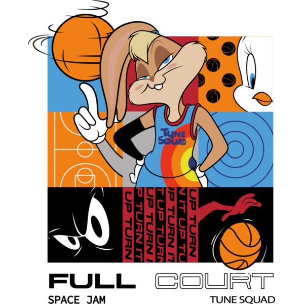 Space Jam , Template , Solid Color , Blue , Gray , Black and White , PNG , Tune Squad , Lola Bunny , Full Court , Men Designs , Ladies Designs , Digital Printing , Customizable , Personalized Gift - SJ-010 Thumbnail