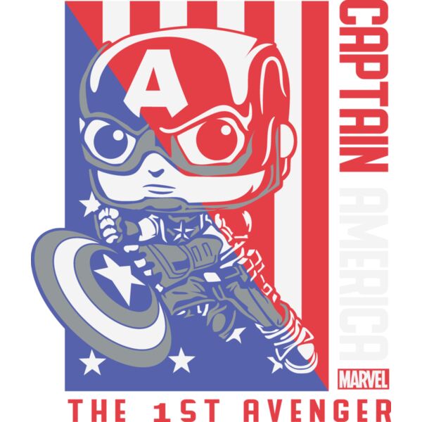 Funko POP , Template , Solid Color , Violet , Cream, Yellow , Orange , Blue and Brown , PNG , Marvel Cartoons , Captain America , The First Avenger , Mens Designs , Digital Printing , Customizable , Personalized Gift - Funko Captain America 1st Avenger Thumbnail