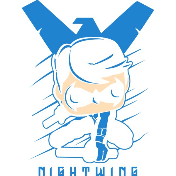Funko POP , Template , Solid Color , Blue and White , PNG , DC Cartoons , Nightwing , Mens Designs , Digital Printing , Customizable , Personalized Gift - Funko Nightwing Thumbnail