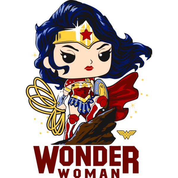 Funko POP , Template , Solid Color ,  Red , Maroon , Navy Blue , Yellow , Brown , Black and White , PNG , DC Cartoons , Wonder Woman , Ladies Designs , Digital Printing , Customizable , Personalized Gift - Funko Wonder Woman 1 Thumbnail