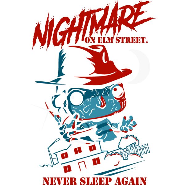 Funko POP , Template , Solid Color ,  Red and Sky Blue , PNG , Nightmare On Elm Street , Freddy Krueger , Never Sleep Again , Mens Designs , Digital Printing , Customizable , Personalized Gift - Freddy Thumbnail