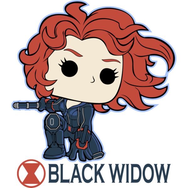 Funko POP , Template , Solid Color , Red , Cream , Black and Navy Blue , PNG , Marvel Cartoon , Black Widow , Ladies Designs , Digital Printing , Customizable , Personalized Gift - Blackw Thumbnail