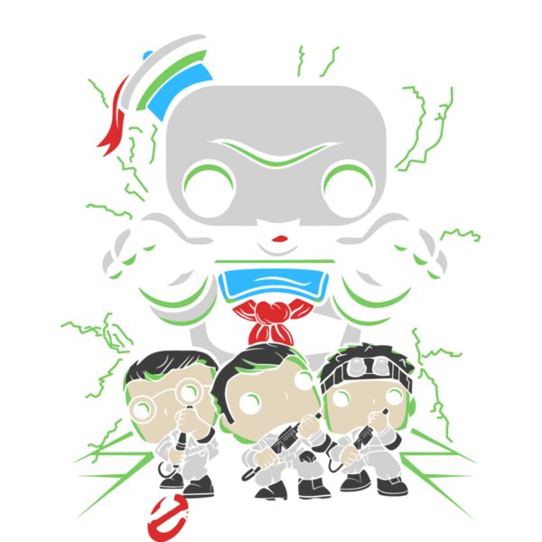 Funko POP , Template , Solid Color , Gray , Cream , Red , Cyan , Black and White , PNG , Ghostbusters , Ghost Hunter , Fighting a Ghost , Digital Printing , Customizable , Personalized Gift - Funko Ghostbusters Thumbnail