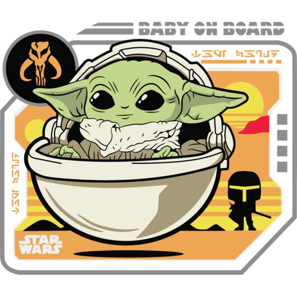 Mugs Designs , Template , Solid Color , Green , Yellow , Red , Orange , Black and White , PNG , Funko Pop , Star Wars , Yoda , Digital Printing , Customizable , Personalized Gift - Funko Baby Yoda  Baby On Board Thumbnail