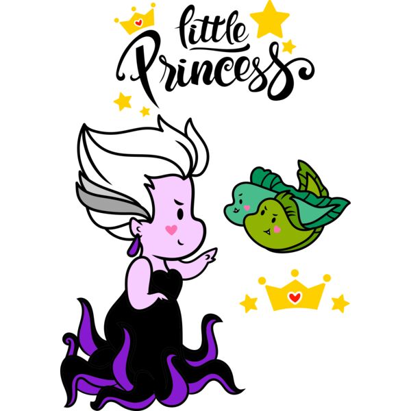 Little Princess , Template , Solid Color , Blue , Green , Yellow , Black and White , PNG , Disney Princess , Sea Witch Ursula , Kids Design , Digital Printing , Customizable , Personalized Gift - Ursula Thumbnail