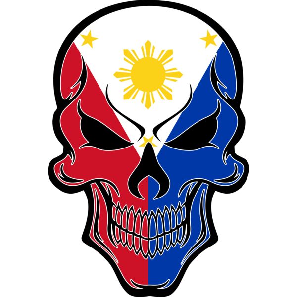 Philippines , Clipart , Solid Color  , Yellow , Blue , Black and White , PNG , Philippine Flag , Human Skull , Philippine Flag Theme , Digital Printing , Customizable , Personalized Gift - Flag Country Philippines Skull Eyes No Thumbnail