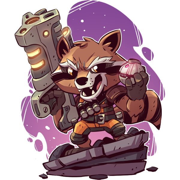 Marvel Cartoons , Template , Solid Color , Red , Orange , Yellow , Gray , Brown , White and Black , PNG , Marvel Character , Guardians of the Galaxy , Rocket Raccoon , Mens Design , Digital Printing , Customizable , Personalized Gift - Rocket Thumbnail