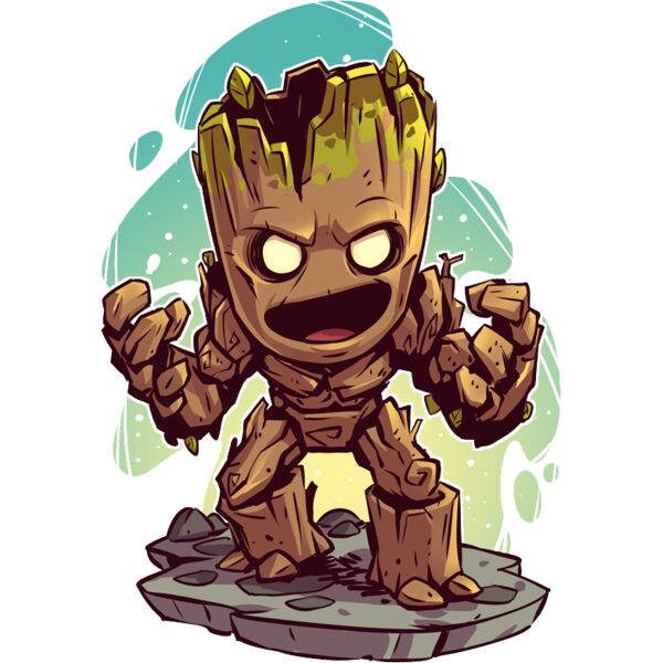 Marvel Cartoons , Template , Solid Color , Sky Blue , Brown , White and Black , PNG , Marvel Character , Guardians of the Galaxy , Groot , Mens Design , Digital Printing , Customizable , Personalized Gift - Groot Thumbnail