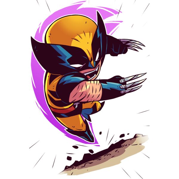 Marvel Cartoons , Clipart, Solid Color , Violet , Cream , Yellow , Blue , Gray , White and Black , PNG , Marvel Character , John Logan , The Wolverine , Digital Printing , Customizable , Personalized Gift - Wolverine Thumbnail