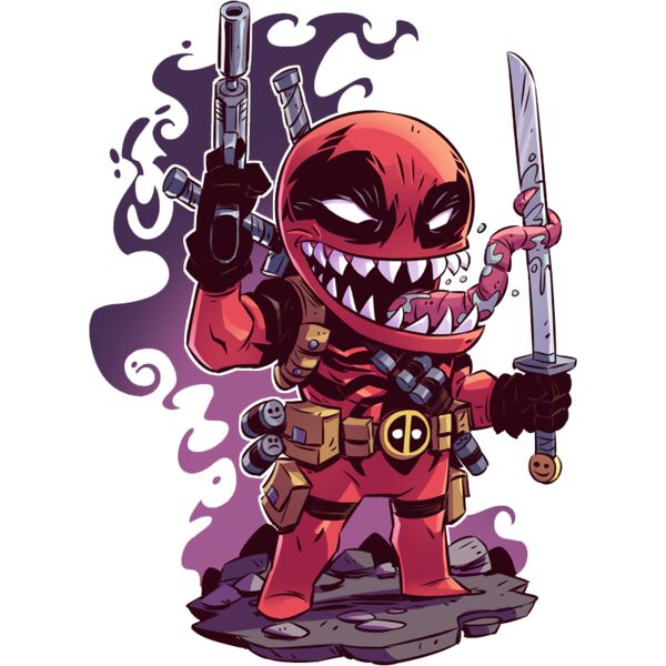 Marvel Cartoons , Clipart, Solid Color , Purple , Yellow , Red , Gray , White and Black , PNG , Marvel Character , Franken Pool , Deadpool Venom , Digital Printing , Customizable , Personalized Gift - Venompool Thumbnail