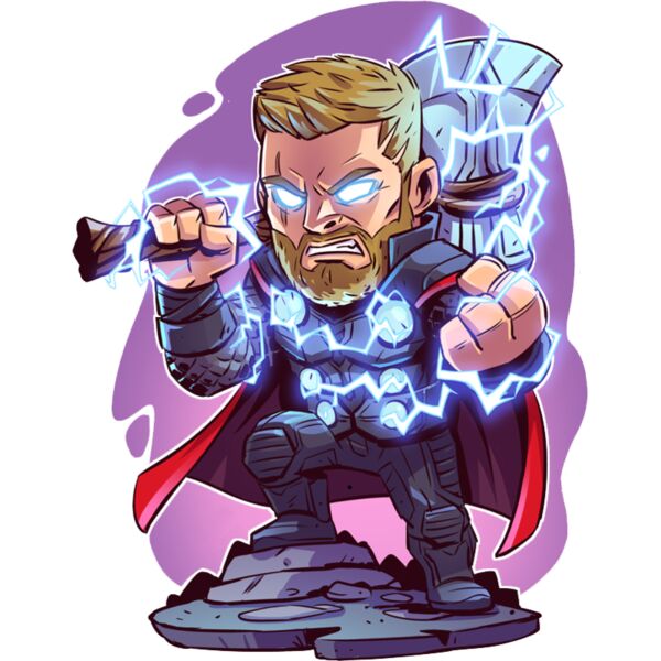Marvel Cartoons , Clipart, Solid Color , Purple , Blue , Yellow , Red , Gray , White and Black , PNG , Marvel Character , Thor Stormbreaker , Digital Printing , Customizable , Personalized Gift - Thor IW Thumbnail