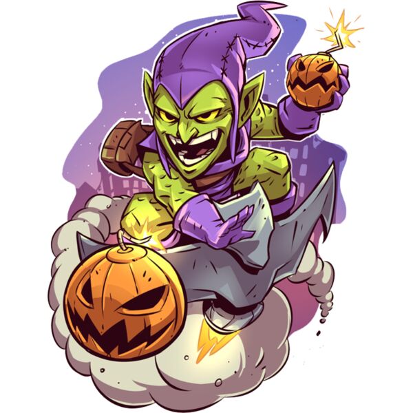 Marvel Cartoons , Clipart, Solid Color , Purple , Violet , Green , Yellow , Brown , Orange , Gray , White and Black , PNG , Marvel Character , The Green Goblin , The Goblin , Gobby , Emerald Elf , Digital Printing , Customizable , Personalized Gift - Gobl Thumbnail