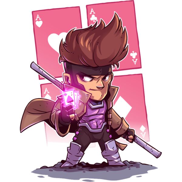 Marvel Cartoons , Clipart, Solid Color , Purple , Violet , Green , Pink , Brown , Gray , White and Black , PNG , Marvel Character , Death, Le Diable Blanc , Robert Lord , Digital Printing , Customizable , Personalized Gift - Gambit Thumbnail