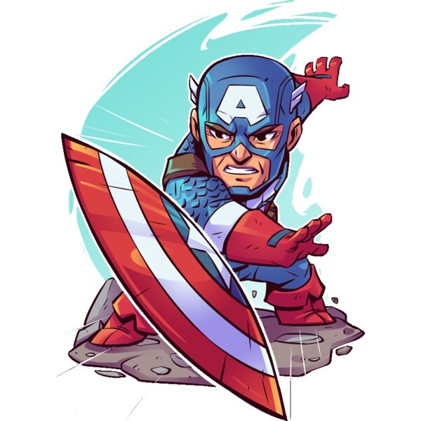 Marvel Cartoons , Clipart, Solid Color , Blue , Cyan , Red , Cream , White and Black , PNG , Marvel Character , The Super Soldier Captain America , Capt. America , Digital Printing , Customizable , Personalized Gift - Captain America Thumbnail