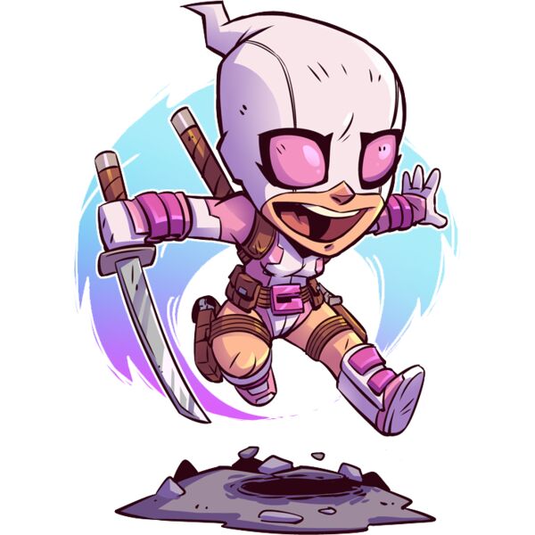 Marvel Cartoons , Clipart, Solid Color , Pink , Brown , Cyan , Gray , White and Black , PNG , Marvel Character , Gwendolyn Poole , Pink Ghost , Digital Printing , Customizable , Personalized Gift - Gwenpool Thumbnail