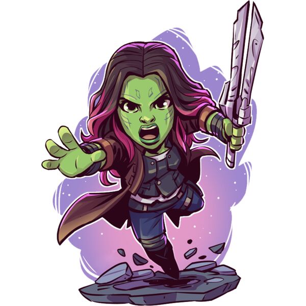 Marvel Cartoons , Template , Solid Color , Gray , Green , Violet , Brown , Pink and Black , PNG , Marvel Character , Guardians of the Galaxy , Mens Design , Digital Printing , Customizable , Personalized Gift - Gamora Thumbnail