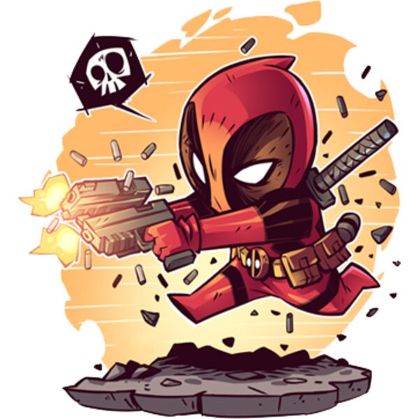 Marvel Cartoons , Template , Solid Color , Red , Orange , Yellow , Gray , Brown , White and Black , PNG , Marvel Character , Fighting Deadpool , Mens Design , Digital Printing , Customizable , Personalized Gift - DeadpoolGuns Thumbnail