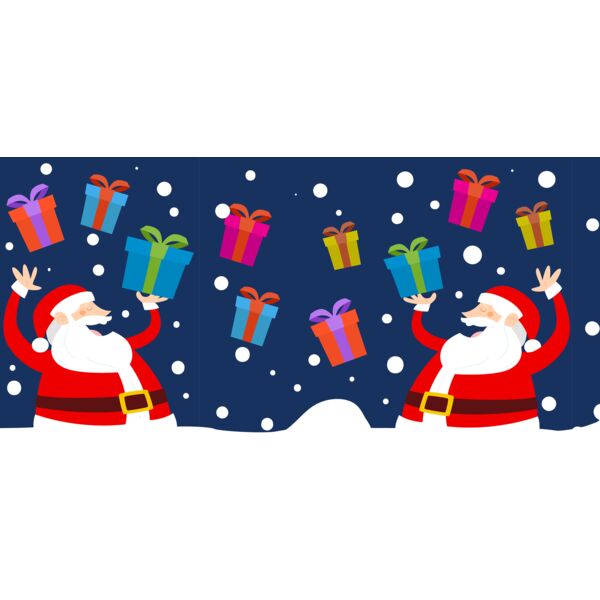 Mugs Designs , Template , Solid Color , Green , Yellow , Peach , Navy Blue , Red , Black and White , PNG , Christmas , Santa's Raining of Christmas Presents , Digital Printing , Customizable , Personalized Gift - DESIGN 8 Thumbnail