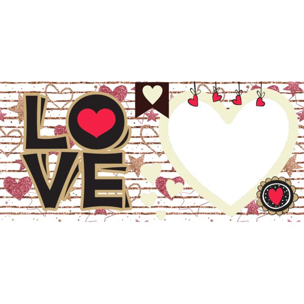 Mugs Designs , Template , Solid Color , Brown , Pink , Black and White , PNG , Couple Design , Love Banner Full of Hearts , Digital Printing , Customizable , Personalized Gift - VALENTINES MUG 14 Thumbnail