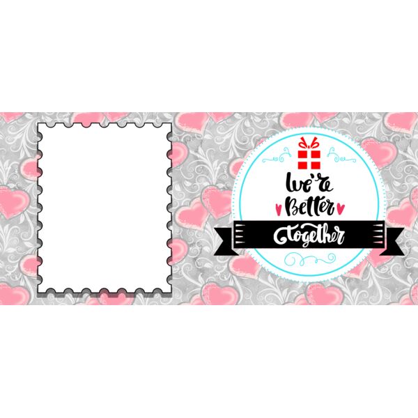 Mugs Designs , Template , Solid Color , Pink , Red , Gray , Cyan , Black and White , PNG , Couple Design ,We're Better Together Ribbon Statement , Puzzle Frame , Digital Printing , Customizable , Personalized Gift - VALENTINES MUG 20 Thumbnail