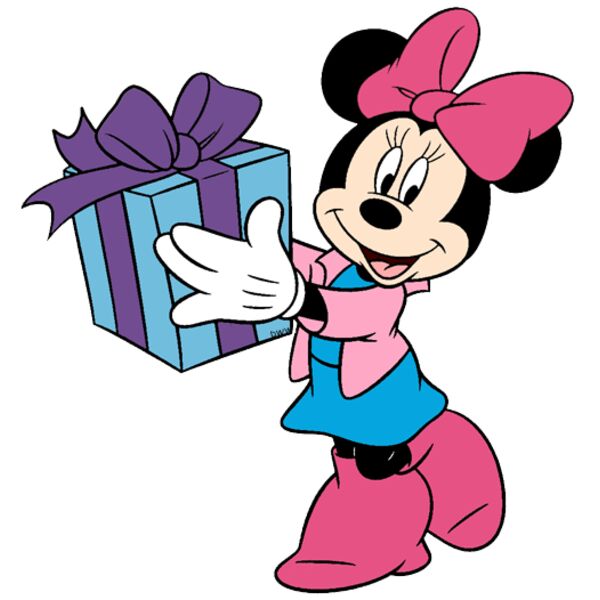Disney, Minnie Holding a Gift Clipart, Popular Designs, Minnie Mickey Mouse - MM 10 Thumbnail