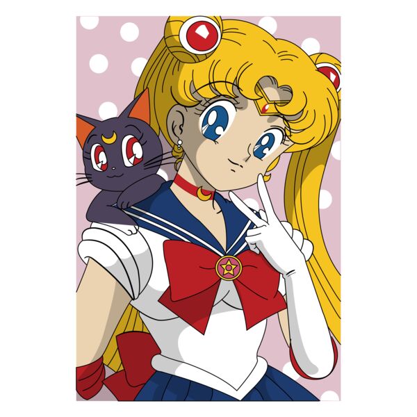 Sailor Moon, Kotono with Luna Clipart, Sailor Moon Art - SRM 9 Thumbnail