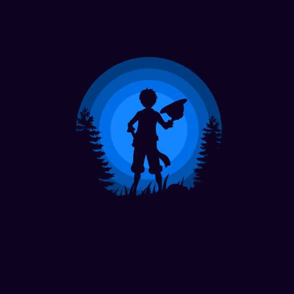 One Piece, Luffy Holding Straw Hat Silhouette, Mugiwara One Piece - MOP 6 Thumbnail