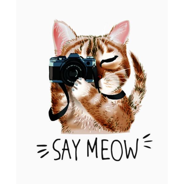 Cat, Say Meow Statement, Cute Cat Design Shirt - CCD 11 Thumbnail