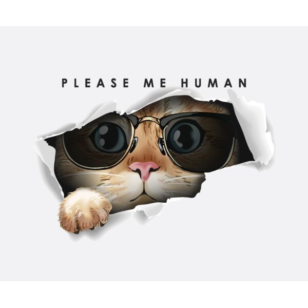 Cat, Please Me Human Statement, Cute Cat Design Shirt - CCD 4 Thumbnail
