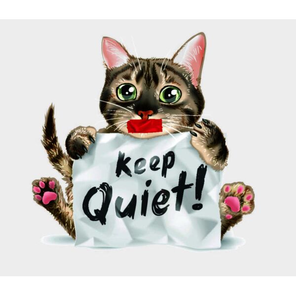 Cat, Keep Quiet Statement, Cute Cat Design Shirt - CCD 3 Thumbnail