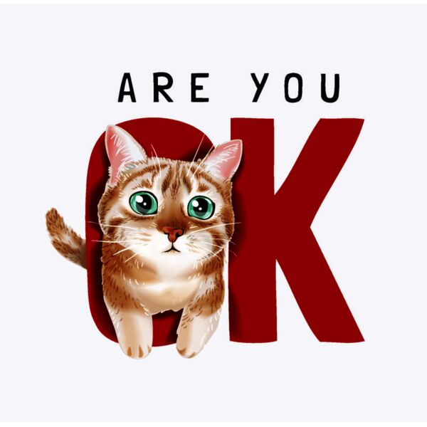 Cat, Are You OK Statement, Cute Cat Design Shirt - CCD 12 Thumbnail
