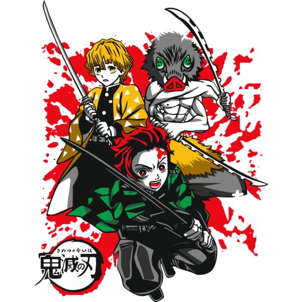 Demon Slayer, Zenitsu Tanjiro & Inosuke Clipart, Demon Slayer - KNY 11 Thumbnail