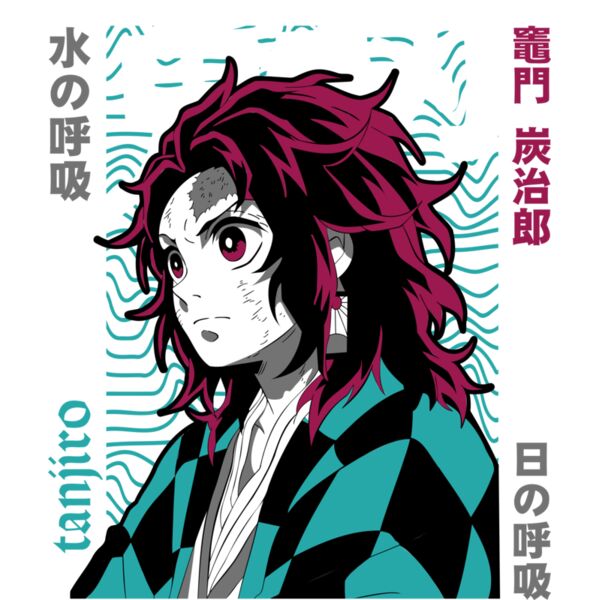 Demon Slayer, Tanjiro Long Hair Clipart, Demon Slayer - KNY 1 Thumbnail
