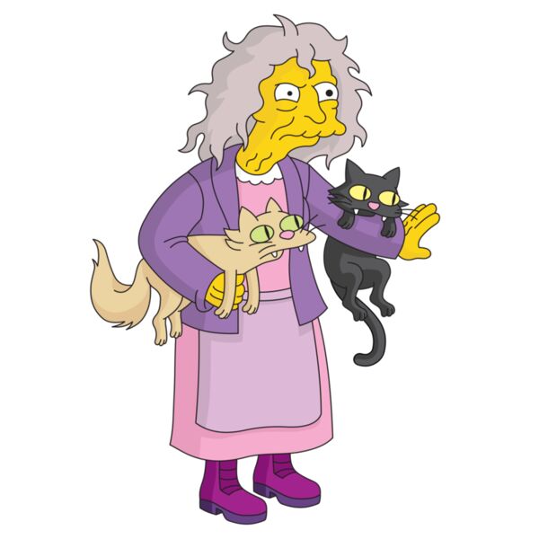 Simpson, Granma With Cat Clipart, Simpsons Vectors Thumbnail