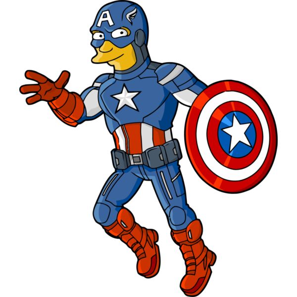 Simpson, Captain America Waving Clipart, All Movies Simpsons Thumbnail