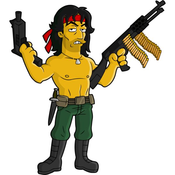 Simpson, Rambo with Machine Gun Clipart, All Movies Simpsons Thumbnail