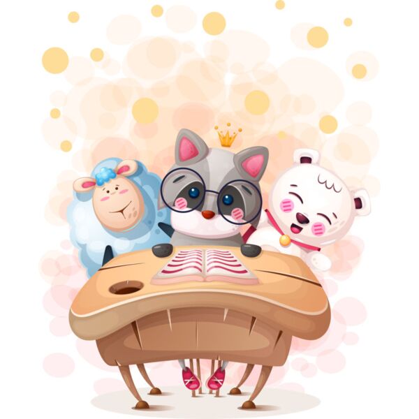 Vector, Cute Smiling Animals Clipart, Cute Vectors Kids - AA  2  Thumbnail